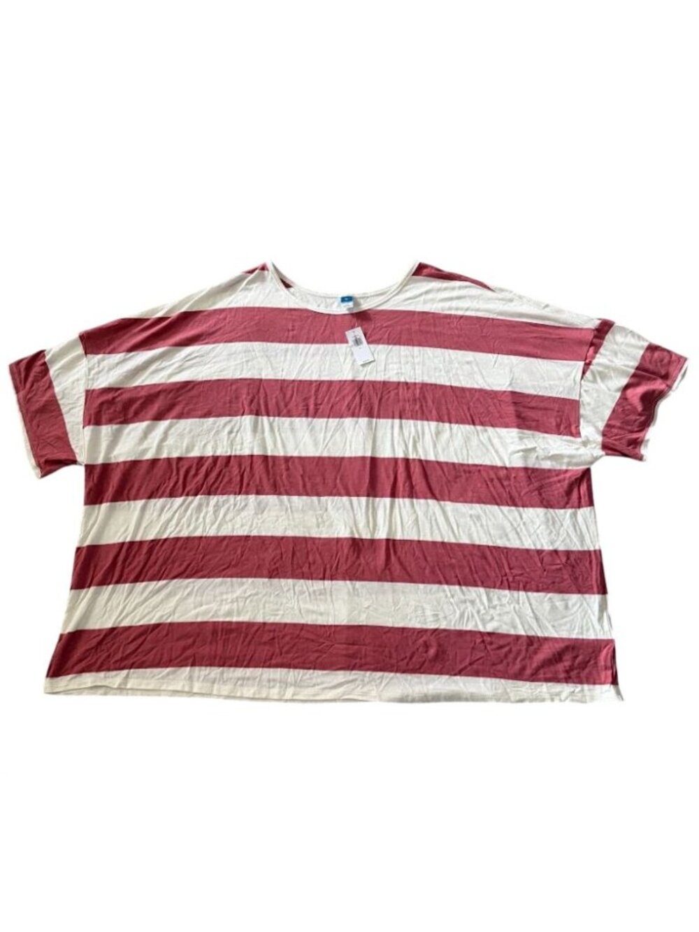 Old Navy Luxe Oversized Red & White Striped Crop T-Shirt Size 4X